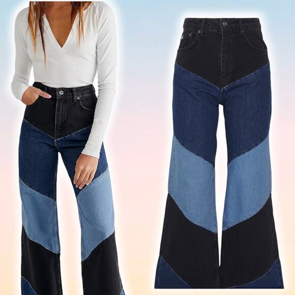 The Ragged Priest Denim - THE RAGGED PRIEST Peak High Rise Wide Leg Cropped Jean Sz 26 Cut Off Hem